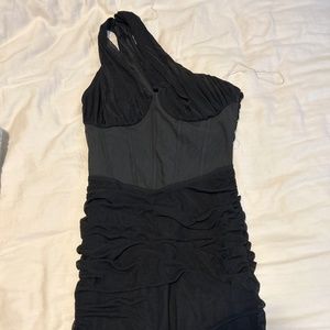 Black corset ruched dress